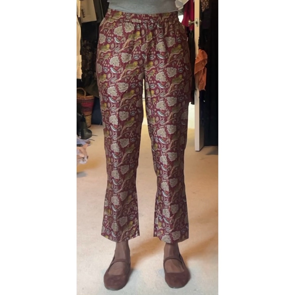 Pull-on silk-twill pant in jungle cat print - Picture 2 of 11